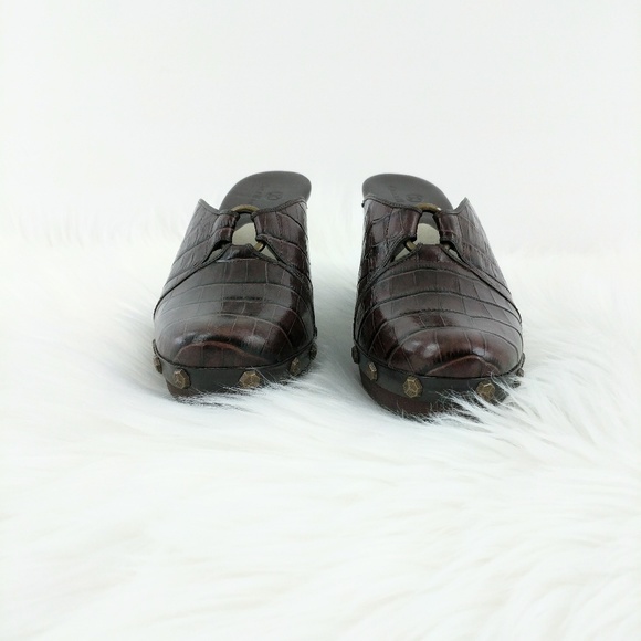 Cole Haan | Faux Croc Leather Wedge Clogs Size 8 - Picture 2 of 8